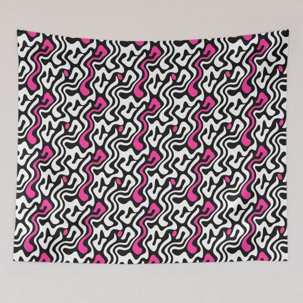 Item preview, Fashionable abstract black and white with pink pattern designed and sold by fuzzyfox.