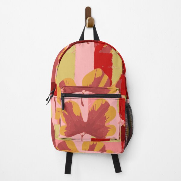 Item preview, Retro Botanical Plaid – Bold Floral Ginkgo Pattern in Red, Pink & Gold designed and sold by LuxuryApparels.
