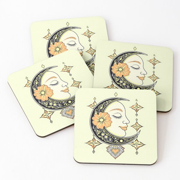 Item preview, Mystical Moon Face with Floral and Ornamental Accents designed and sold by UniqueDesign751.