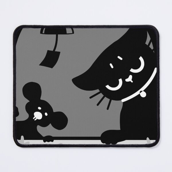 Item preview, Gatos y ratones negros curiosos con campanillas de viento en blanco y negro designed and sold by OzzyMac.