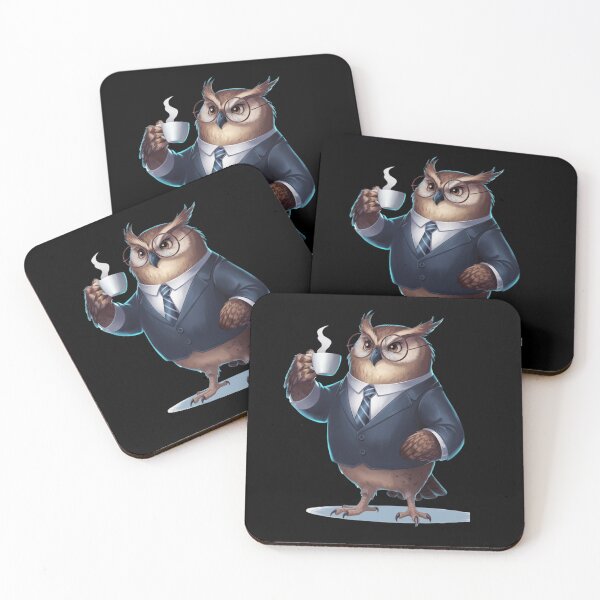 Item preview, Caffeinated Wisdom – Owl in Suit with Coffee Cup designed and sold by Shop9999.