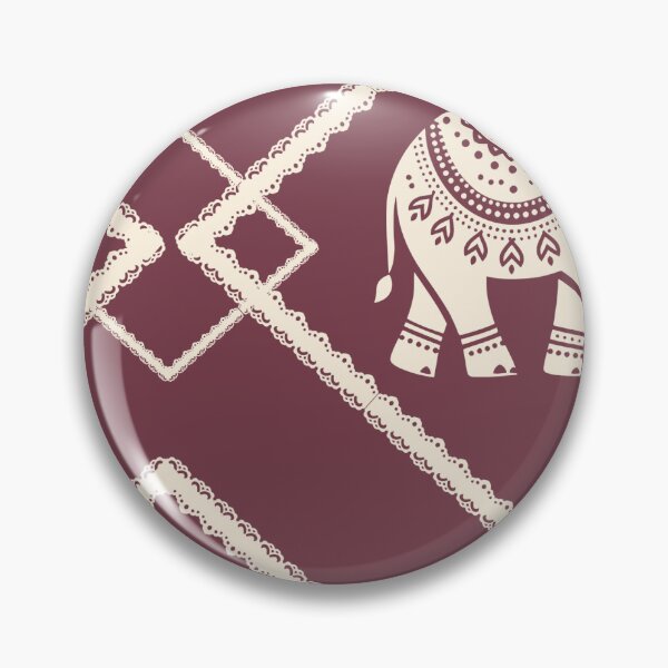 Item preview, India Inspired Notebook cover Maroon and Cream diamonds Elephants galore designed and sold by ReynoldsFun.