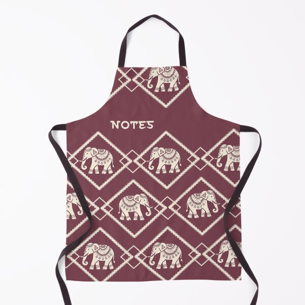 Item preview, India Inspired Notebook cover Maroon and Cream diamonds Elephants galore designed and sold by ReynoldsFun.