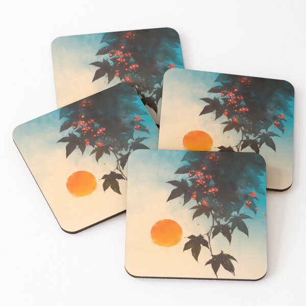 Item preview, Mystical Sunset: Enchanted Vines with Glowing Red Berries - Fantasy Nature Art designed and sold by Gozono.