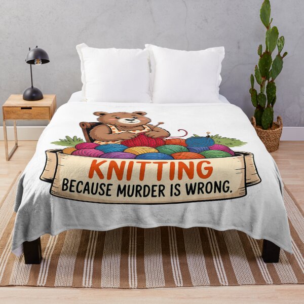 Item preview, Knitting Because Murder Is Wrong, Knitter Dark Humor designed and sold by Bliss Find And Design.