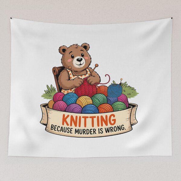 Item preview, Knitting Because Murder Is Wrong, Knitter Dark Humor designed and sold by Bliss Find And Design.
