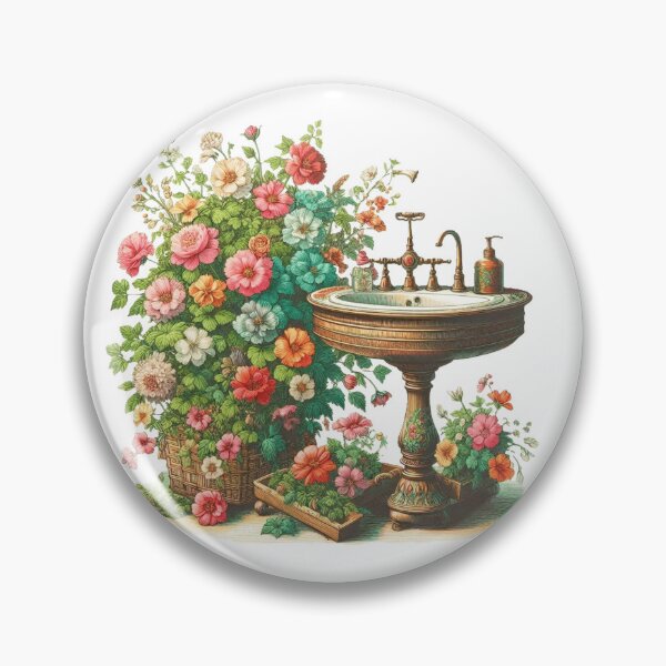 Item preview, lovely vintage washstand with vibrant flowers designed and sold by nicnacc.