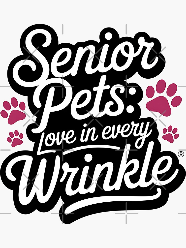 Thumbnail 3 of 3, Sticker, Senior Pets: Love in Every Wrinkle – Rescue Animal designed and sold by CuteDesignables.