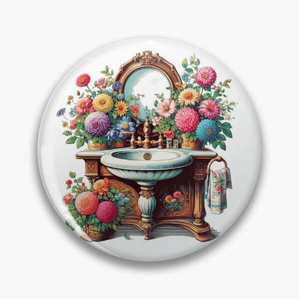 Item preview, fantastic vintage washstand with vibrant flowers designed and sold by nicnacc.