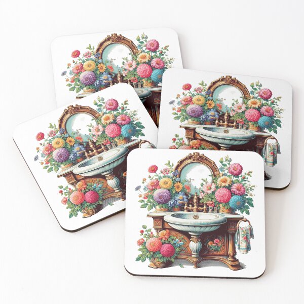 Item preview, fantastic vintage washstand with vibrant flowers designed and sold by nicnacc.