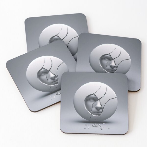 Item preview, Cracked Silence – Surreal Face in a Fractured Sphere designed and sold by NowDesignsV.
