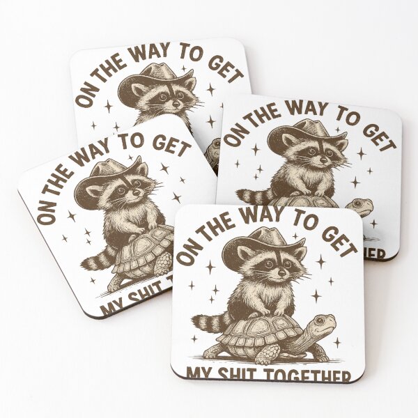 Item preview, Cowboy Raccoon Riding Turtle with Funny Get It Together Quote designed and sold by haitrieuic96.