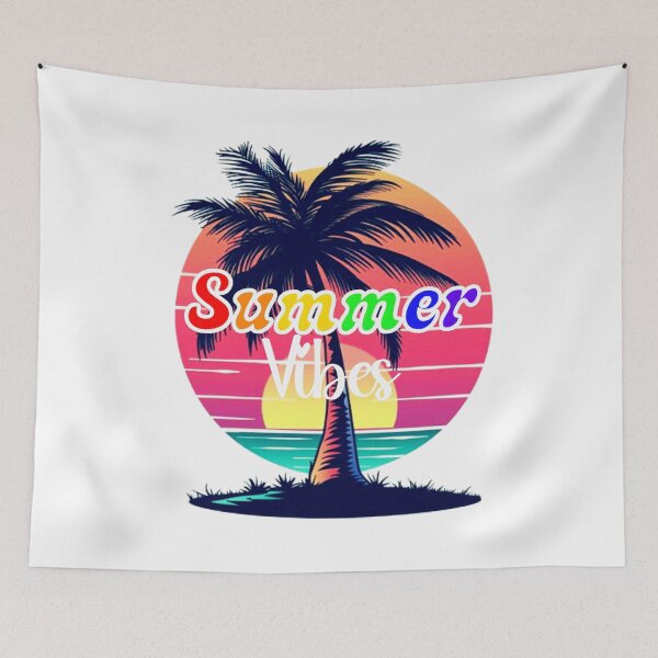 Item preview, Retro LGBTQ Summer Vibes | Rainbow Pride Sunset & Palm Tree designed and sold by Travelslightly.