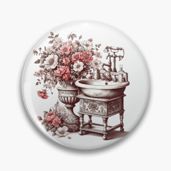 Item preview, stunning  vintage washstand with vibrant flowers designed and sold by nicnacc.