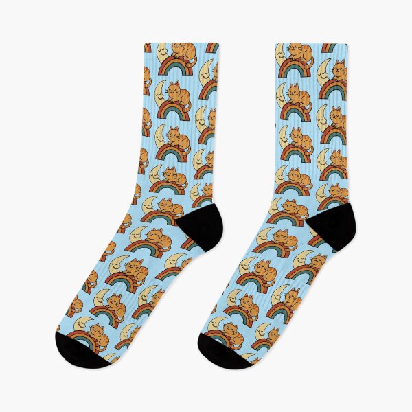Item preview, Cute Sleeping Cat on Rainbow with Moon – Funny Cozy Napping Design designed and sold by TroveWish.