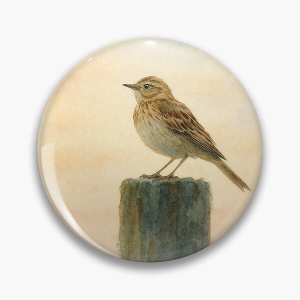 Item preview, Meadow Pipit on Fence Post - Tranquil Countryside Dawn designed and sold by ArtfulZuzu.