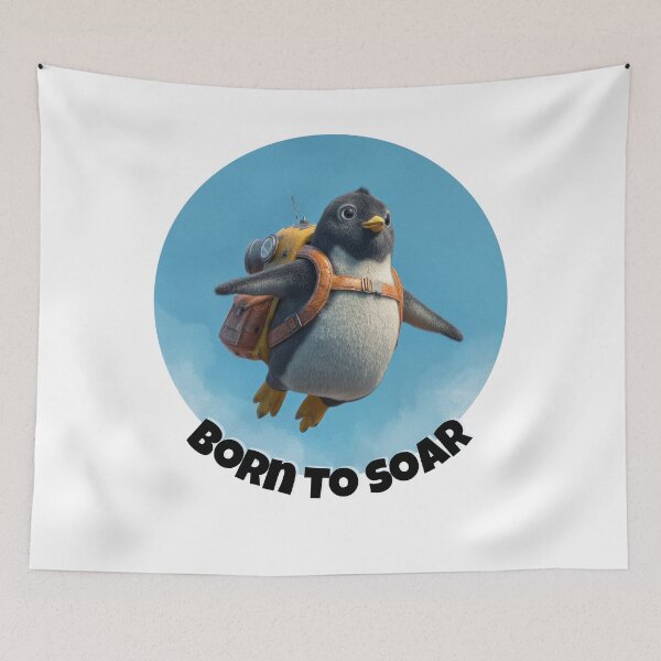 Item preview, Born to Soar – Flying Penguin with Jetpack designed and sold by GoofyTails.