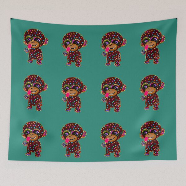 Item preview, Bold vibrant monkey enjoying icecream stick cute design  designed and sold by JumWow.