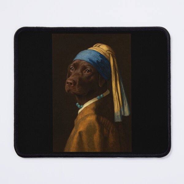 Item preview, Chocolate Labrador Dog Girl Pearl Earing Painting Art Mom Dad Kids designed and sold by rafaeltto.