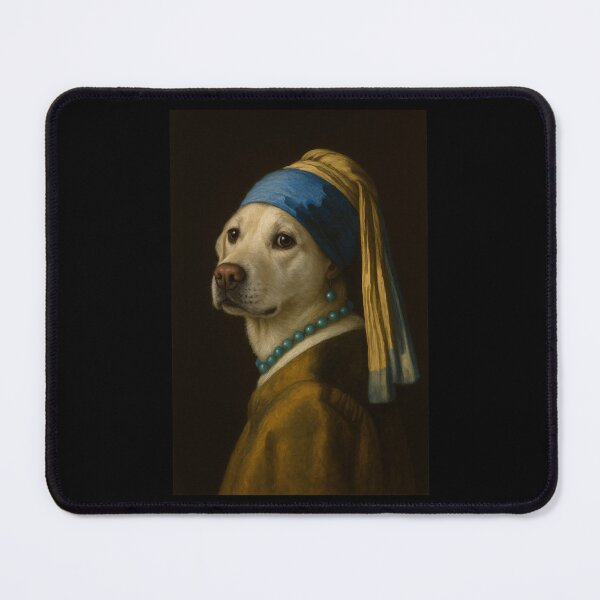 Item preview, White Labrador Dog Girl Pearl Earing Painting Art Mom Dad Kids designed and sold by rafaeltto.