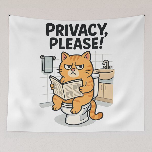 Item preview, Funny Cat Bathroom Art – “Privacy, Please! designed and sold by Uglyandcute.