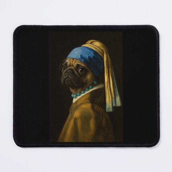 Item preview, Pug Dog Girl Pearl Earing Painting Art Mom Dad Kids designed and sold by rafaeltto.
