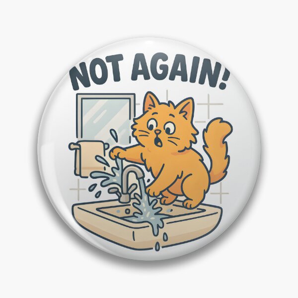 Item preview, Funny Cat in Sink – “Not Again!” Bathroom Design designed and sold by Uglyandcute.