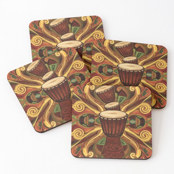 Item preview, Abstract African Drums with Geometric Sound Waves designed and sold by Afrobood.