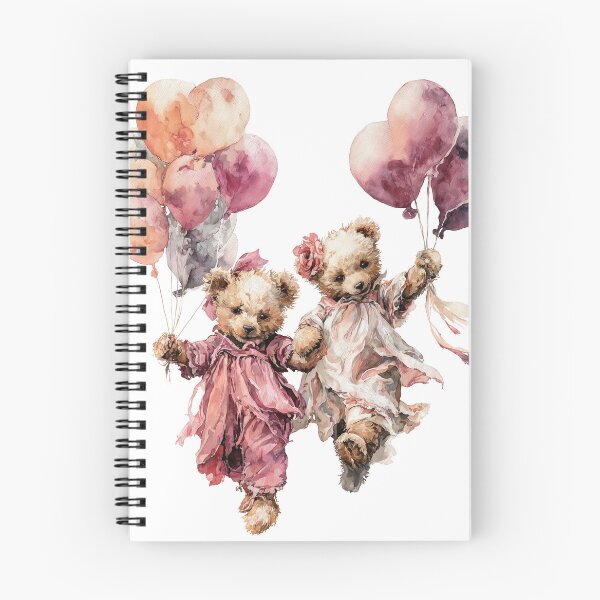 Item preview, Pastel watercolor teddy bears holding heart balloons designed and sold by Anastasiia Yurevych.