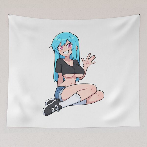 Item preview, Smiling Anime Girl Sitting & Waving – Kumi (Original Character Art) designed and sold by Kumi-dsgn.