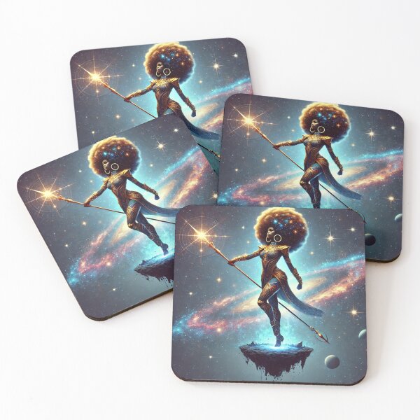 Item preview, Cosmic Warrior Goddess Art, Sci-Fi Valkyrie with Celestial Armor designed and sold by OandSDesigns23.