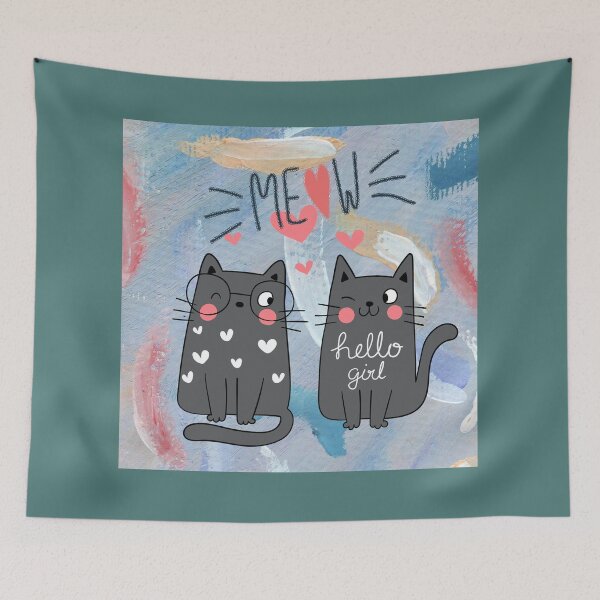 Item preview, Cute Meow Cat Duo Art designed and sold by StickAndStyle .