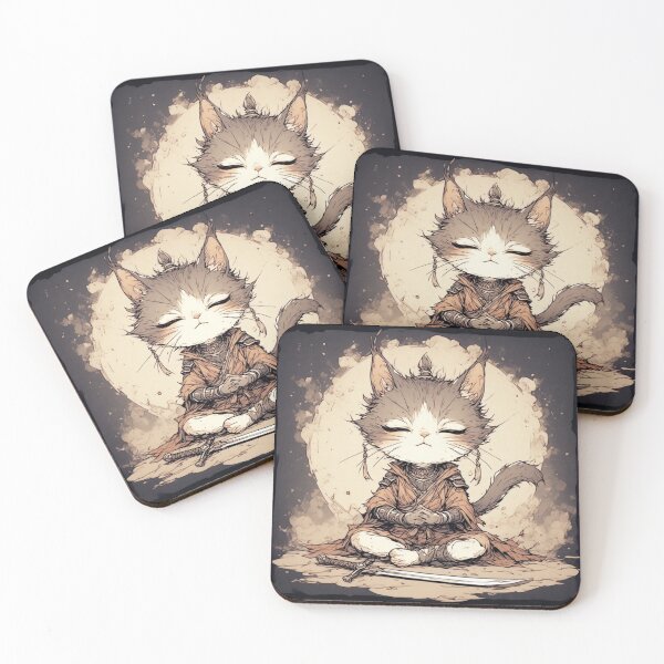 Item preview, Samurai cat meditating 1 designed and sold by LitRobot.