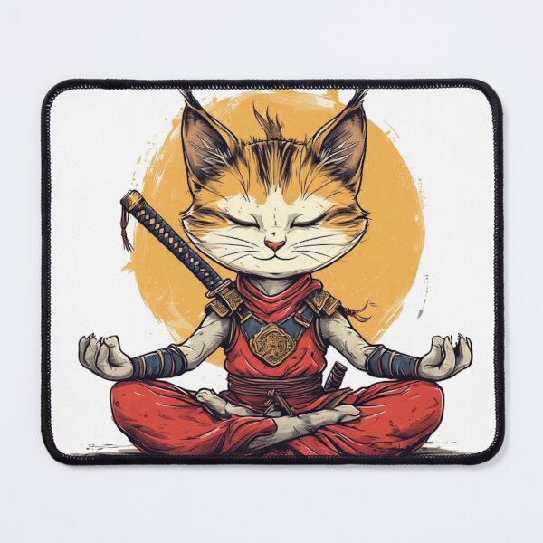 Item preview, Samurai cat meditating 2 designed and sold by LitRobot.