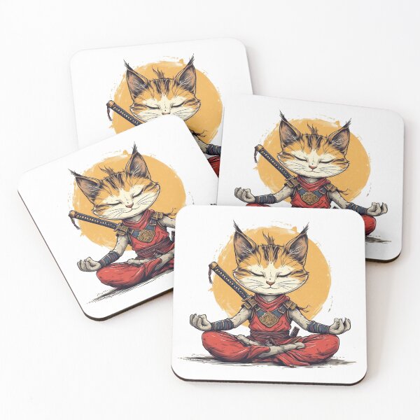 Item preview, Samurai cat meditating 2 designed and sold by LitRobot.
