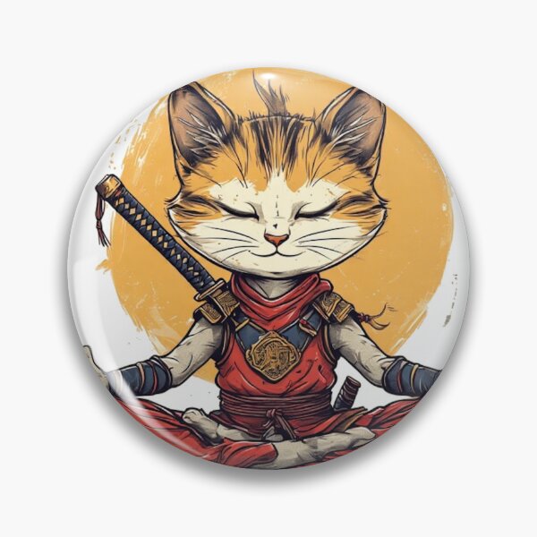 Aperçu de l'œuvre Chat samouraï méditant 2 créée et vendue par LitRobot.