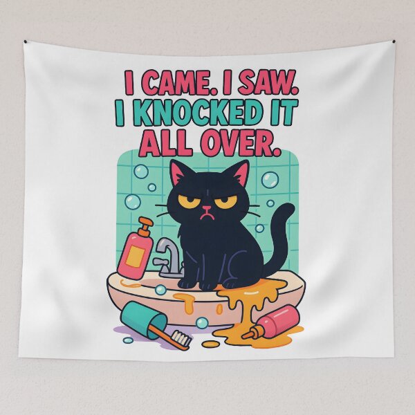 Item preview, Funny Black Cat Meme – “I Knocked It All Over”  designed and sold by Uglyandcute.