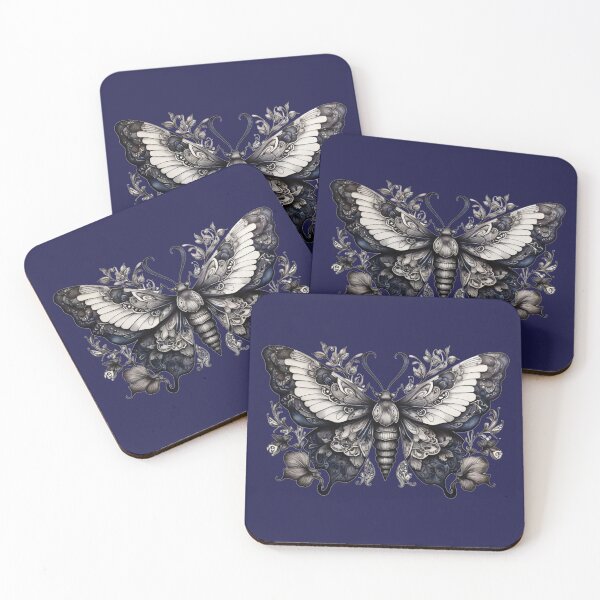 Item preview, a moth in grey blue designed and sold by Rose Design & Photos.