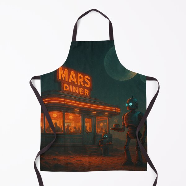 Item preview, Retro Martian Diner – Robots Under Twin Moons designed and sold by holaitssher.