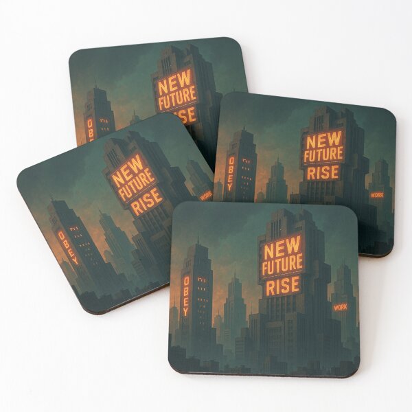 Item preview, Neon Orders – Brutalist Skyline in a Dystopian Future designed and sold by holaitssher.
