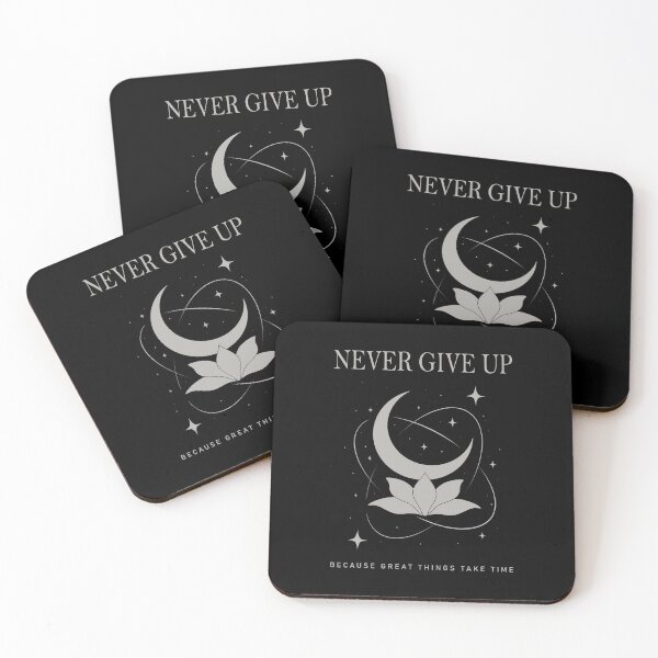Item preview, Never Give Up – Motivational Moon & Lotus Flower Design | Spiritual Quote Art designed and sold by Tulip Creators .