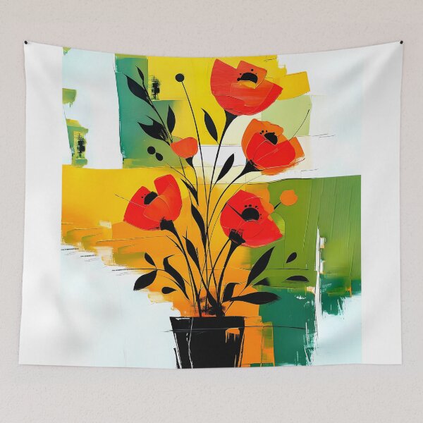 Item preview, Abstract Red Flowers in Black Vase designed and sold by paulrommer.