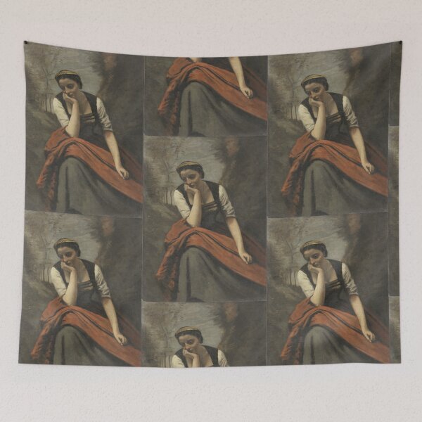 Item preview, Woman Meditating, after 1868. Copy after Jean Baptiste Camille Corot (French, 1796–1875) designed and sold by Vintage Designs +.