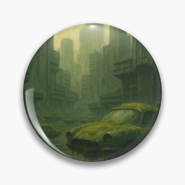Item preview, Grounded Dreams – Moss-Covered Flying Cars in a Lost Megacity designed and sold by holaitssher.