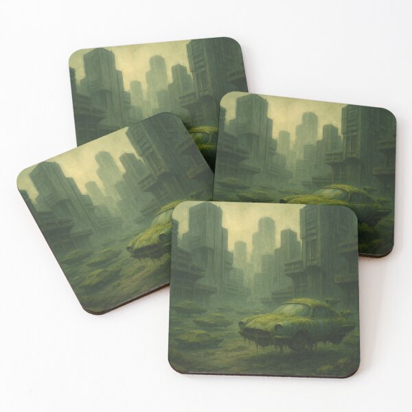 Item preview, Grounded Dreams – Moss-Covered Flying Cars in a Lost Megacity designed and sold by holaitssher.