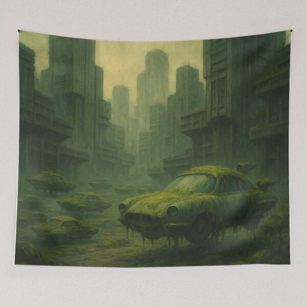 Item preview, Grounded Dreams – Moss-Covered Flying Cars in a Lost Megacity designed and sold by holaitssher.