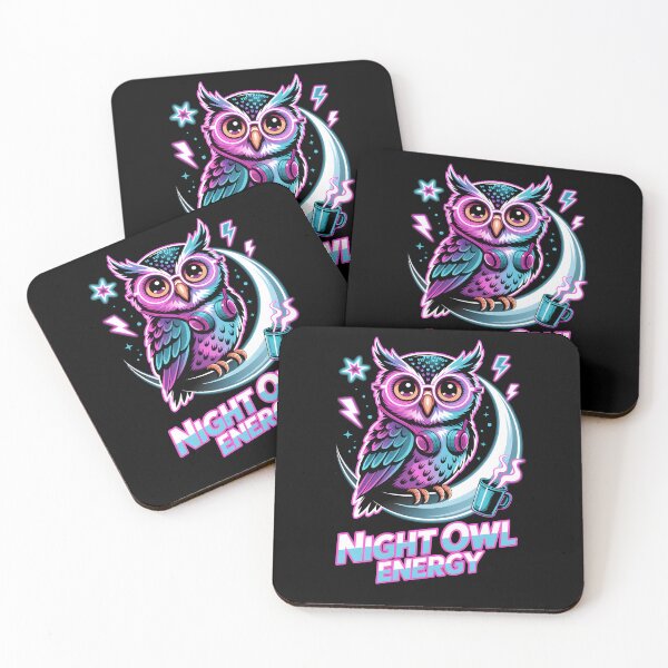 Item preview, Night Owl Energy – Neon Owl Design with Coffee and Vibes designed and sold by LaLi-Designs.