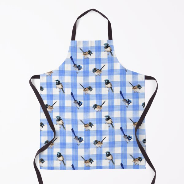 Item preview, Fairy Wrens on Checkered Blue pattern designed and sold by Nadya Neklioudova.