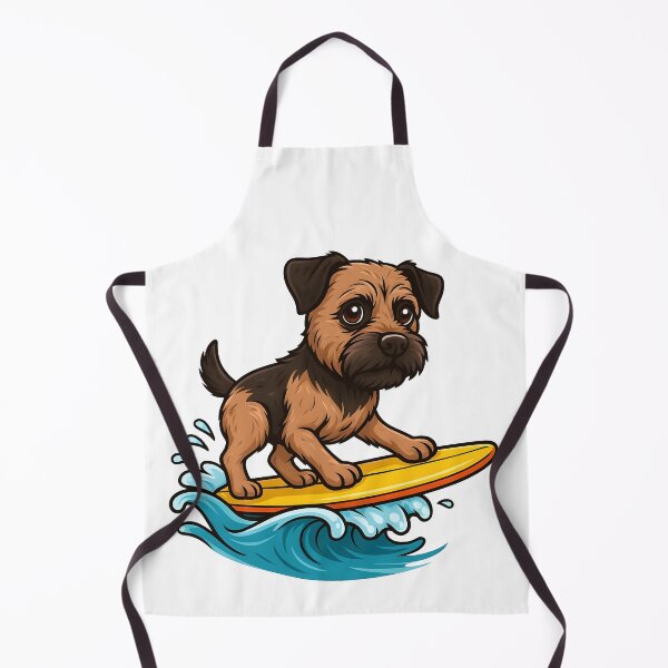 Item preview, Caricature Border Terrier Surfing on a Wave Cartoon Dog Beach Art designed and sold by Hit the Wall.