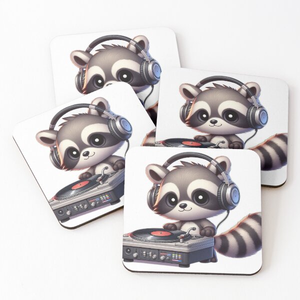 Item preview, Raccoon DJ Spinning Tracks – Funny Animal Music Design designed and sold by Confuzz1ed.